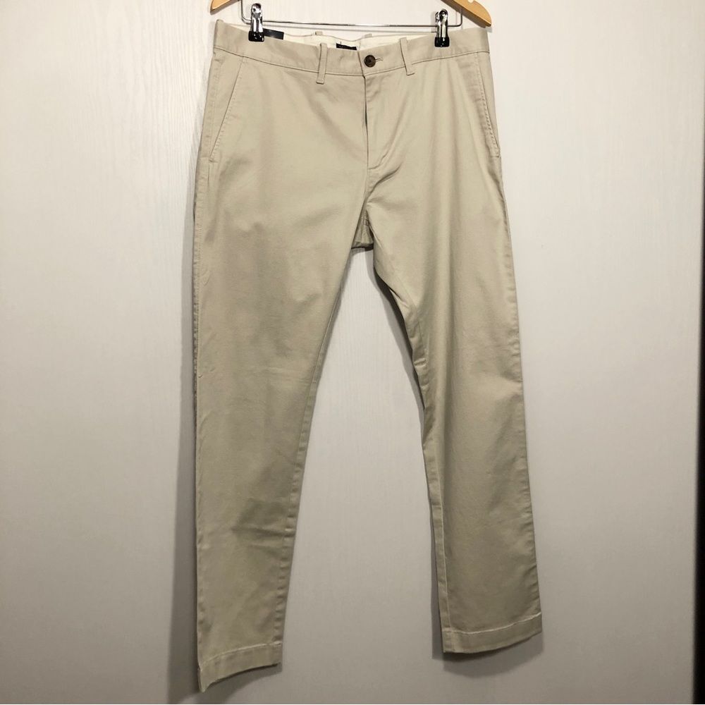 J.Crew Pants Men 33 30 Tan Stone Slim Fit Flex Chinos Flat Front New Preppy
